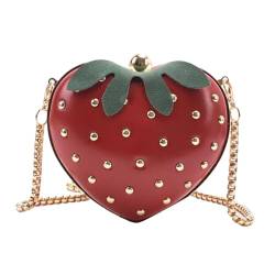 JISADER Erdbeer-Geldbörse für Mädchen, fruchtförmige Geldbörse, modische Handtasche aus PU-, Umhängetasche für Brautveranstaltungen, Cocktailpartys, von JISADER