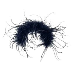 JISADER Feder-Stirnband, 1920er-Jahre, Fascinator, Kopfbedeckung, Kopfschmuck, Haarschmuck, Haarband, Feder-Kopfbedeckung für Halloween, Schwarz von JISADER