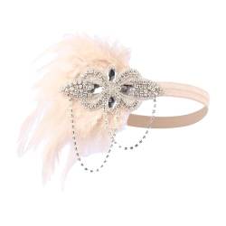 JISADER Feder Stirnband Haar Kopfschmuck Feder Kopfschmuck Damen Lady Stirnband für Karneval, Champagnerfarbe von JISADER