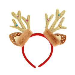 JISADER Feiertags-Stirnband, Weihnachtsgeweih, Stirnbänder, Ornamente, Haarreifen, Stirnbänder für Weihnachten, Rentier-Stirnband für Mädchen und Frauen, Gelb von JISADER