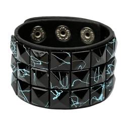 JISADER -Jahre-Punk-Armband, Manschettenarmband für Mann und Frau, Steampunk-Armreif, verstellbares Goth-Armband, breites Armband für Erwachsene, Schwarz von JISADER