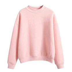 JISUXIAB Kapuzenpullover vorne offen Damen Herbst und Winter Lose Top Einfarbig Schulter Ärmel Hoodless Pullover Sweatshirt Pullover Sweatshirts für Frauen Kleid, A3-rosa, 48 von JISUXIAB