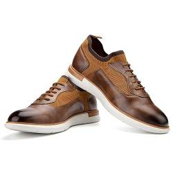 JITAI Herren Oxford Schuhe Business Schuhe Herren Elegante Schuhe Leder Schnürhalbschuhe, Braun-02, 42 EU (9 UK) von JITAI