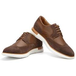 JITAI Herren Oxford Schuhe Business Schuhe Herren Elegante Schuhe Leder Schnürhalbschuhe, Braun-04, 43 EU (10 UK) von JITAI