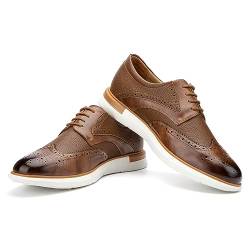 JITAI Herren Oxford Schuhe Business Schuhe Herren Elegante Schuhe Leder Schnürhalbschuhe, Braun-06, 41 EU (8 UK) von JITAI