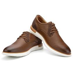 JITAI Herren Oxford Schuhe Business Schuhe Herren Elegante Schuhe Leder Schnürhalbschuhe, Braun-08, 41 EU (8 UK) von JITAI