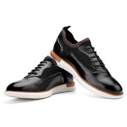 JITAI Herren Oxford Schuhe Business Schuhe Herren Elegante Schuhe Leder Schnürhalbschuhe, Schwarz-01, 44 EU (11 UK) von JITAI