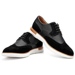 JITAI Herren Oxford Schuhe Business Schuhe Herren Elegante Schuhe Leder Schnürhalbschuhe, Schwarz-03, 41 EU (8 UK) von JITAI