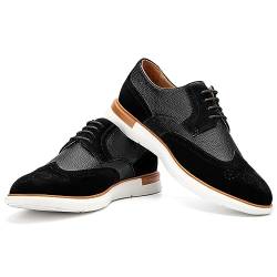 JITAI Herren Oxford Schuhe Business Schuhe Herren Elegante Schuhe Leder Schnürhalbschuhe, Schwarz-03, 42 EU (9 UK) von JITAI