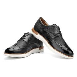 JITAI Herren Oxford Schuhe Business Schuhe Herren Elegante Schuhe Leder Schnürhalbschuhe, Schwarz-05, 41 EU (8 UK) von JITAI