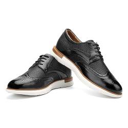 JITAI Herren Oxford Schuhe Business Schuhe Herren Elegante Schuhe Leder Schnürhalbschuhe, Schwarz-05, 43 EU (10 UK) von JITAI