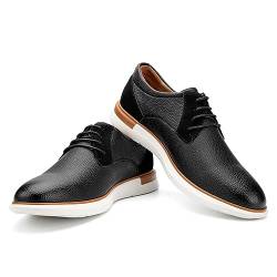 JITAI Herren Oxford Schuhe Business Schuhe Herren Elegante Schuhe Leder Schnürhalbschuhe, Schwarz-07, 45 EU (12 UK) von JITAI