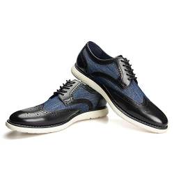 JITAI Herren Oxfords Schuhe Freizeitschuhe für Herren Leichte Schnür-Modeschuhe, Blau-10, 41 EU (8 UK) von JITAI