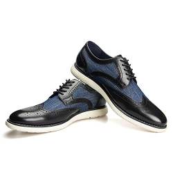 JITAI Herren Oxfords Schuhe Freizeitschuhe für Herren Leichte Schnür-Modeschuhe, Blau-10, 44 EU (11 UK) von JITAI