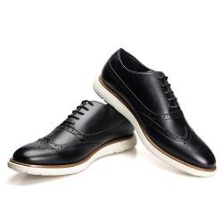 JITAI Herren Oxfords Schuhe Freizeitschuhe für Herren Leichte Schnür-Modeschuhe, Schwarz-03, 41 EU (8 UK) von JITAI