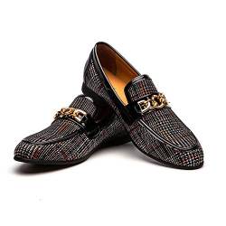 JITAI Männer Lindford Moc Toe Bit Slip-On Penny Loafer Party Schuhe, Schwarz 02, 44 EU (11 UK) von JITAI