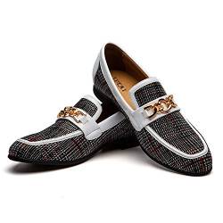 JITAI Männer Lindford Moc Toe Bit Slip-On Penny Loafer Party Schuhe, Weiß 01, 44 EU (11 UK) von JITAI