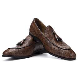 JITAI Mokassins Herren Elegante Schuhe Freizeit Loafer Herren Anzug Schuhe, Braun-02, 42 EU (9 UK) von JITAI
