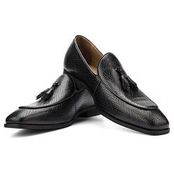 JITAI Mokassins Herren Elegante Schuhe Freizeit Loafer Herren Anzug Schuhe, Schwarz-01, 45 EU (12 UK) von JITAI