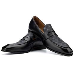 JITAI Mokassins Herren Elegante Schuhe Freizeit Loafer Herren Anzug Schuhe, Schwarz-05, 43 EU (10 UK) von JITAI