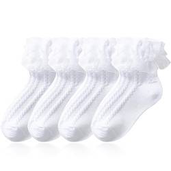 1 Paar Weiße Spitzen Rüschensocken Söckchen Für Damen Mädchen Söckchen Mit Spitzenbesatz Weiße Undurchsichtige Rüschen Mit Baumwolle Prinzessinnen Stil Hübsches Kleid Socken (Weiss) von JITNGA