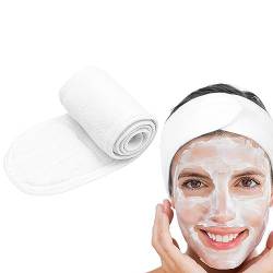 1 Stück Spa-Gesichtsstirnband Make-Up-Stirnband Haarwickel Verstellbares Gesichtswasch-Stirnband Stretch Weiches Haarhandtuch Kopfband Für Gesichtswaschen Duschen Sport (Weiß) von JITNGA
