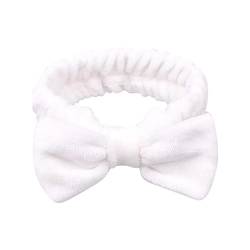 1 Stück Spa Stirnband Waschen Gesicht Haarband Frauen Haare Bands Bogen Stirnbänder Dusche Hautpflege Soft Flanell Make-Up Haar Band (Weiß) von JITNGA