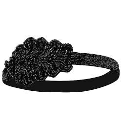 1 Stück Vintage 1920Er Jahre Stirnband Für Frauen Strass-Stirnband Stilvolles Accessoire Für Den Valentinstag Elastisches Stirnband Für Mädchen (Schwarz) von JITNGA