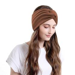 2 Stück Turban-Stirnbänder Breite Stirnbänder Stretch Modische Geknotete Haarbänder Für Frauen Mädchen Niedliches Haar-Accessoires Yoga Sport (Kaffeefarbe, Tie-Dye-Kaffeefarbe) von JITNGA