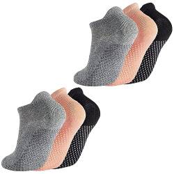 3 Paar Griffsocken Pilates Yoga Socken Rutschfeste Fitness Socken Knöcheltief Geschnittene Socken Klebesocken Mit Kissen Sportliche Kurze Baumwollsocken Für Damen Herren Unisex von JITNGA