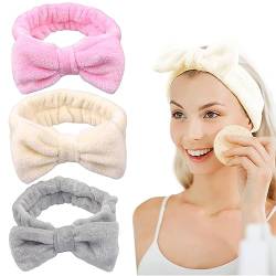 3 Stück Make-Up-Stirnbänder Spa-Stirnband Schleife Haarbänder Zum Waschen Des Gesichts Elastische Duschkopfwickel Für Frauen Mädchen Gesichtswäsche Yoga Sport Schönheit von JITNGA