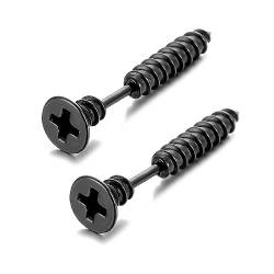 JITNGA 1 Paar Punk Edelstahl Herren Ohrstecker Ohrringe Für Damen Fakeplug Fake Plug Ohrringe Tian Herren Ear Piercing Plugs Tunnel Schraube Ohrringe (Schwarz) von JITNGA