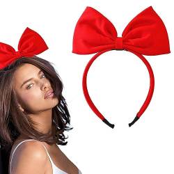 JITNGA 1 Stück Schleifen-Stirnband Kopfschmuck Für Frauen Und Mädchen, Valentinstag Rote Schleifen-Haarbänder Haarband Perfekter Haarschmuck Für Party Und Cosplay (Rot) von JITNGA