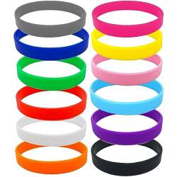 JITNGA 12 Stück Silikon Elastische Armbänder Motivationsarmbänder Einfarbige Armbandset Für Herren Damen Teenager Frauen Männer Sportbänder (Mehrere Farben) von JITNGA