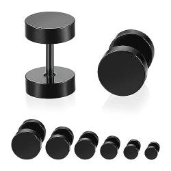 JITNGA 6 Paar Fake Plugs Ohrringe Aus Edelstahl, 5-10Mm Creolen Tunnel, Ohrschmuck Für Männer, Herren, Jungen Und Damen, Nickelfrei (Schwarze) von JITNGA