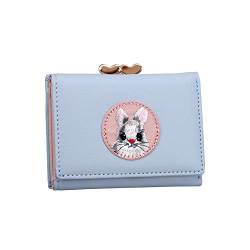 JIUFENG Damen Brieftasche Kreatives Tier Bestickte Multi-Karten Geldbörse (Blau) von JIUFENG