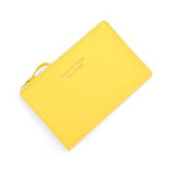 JIUFENG Frauen Reißverschluss Brieftasche RFID Blockierende Mehrzweck-Münztaschen Kreditkarteninhaber Kurze Geldbörsen (Gelb) von JIUFENG