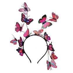 Frauen Mädchen Wald Fascinator Stirnband Bunte Schmetterlinge Wild Haar Hoop Foto Kopfschmuck Haar Hoops Für Zöpfe von JIUJIUWO