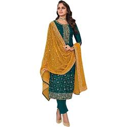 JIVRAJ FASHION Schwere Dolla-Seide mit Stickerei Shalwar Kameez Anzug Kleid Anarkali Designer Indischer Stil Anarkali Salwar Kameez Unkrautbekleidung Pakistanische Partykleidung für Frauen (Auswahl 1) von JIVRAJ FASHION