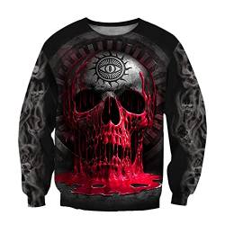 JIYAU Unisex-Neuheit 3D-Schädel-Hoodie Angel vs Demon Graphic Lässiges Zip-Sweatshirt Herbstpaar lockere Sportjacke in Übergröße (Color : Cross skull sweater, Size : M) von JIYAU