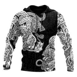 JIYAU Wikinger Hoodies für Herren Celtic Raven & Wolf 3D Full Print Lässiger Pullover Kapuzensweatshirt Herbst Übergroßes Paar Harajuku Langarm Freizeitjacke (Color : Wolves Hoodie, Size : 5XL) von JIYAU