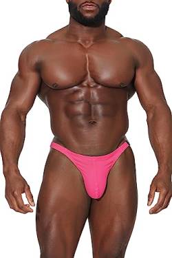 JJ Malibu Herren-Bikini-Unterwäsche, dehnbar, elastisch, atmungsaktiv, mit speziellem Beutel-Design, Knallpink (Hot Pink), Small von JJ Malibu