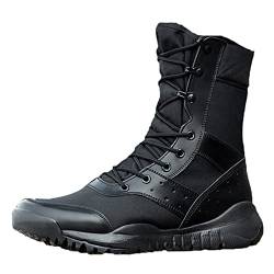 Sommer Outdoor Camping Wanderschuhe Herren Ultraleicht Übergröße Taktische Kampftraining Stiefel Wanderschuhe, Schwarz; Leinen, 45 EU von JJBKT