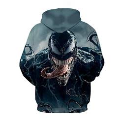 JJCat Herren Kapuzen-3D-Digitaldruck Hero Venom Series Fighting Langzungen Monster Paar Pullover Hoodies(M,Black) von JJCat