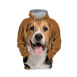 JJCat Herren Kapuzen Langarm 3D Druck Hunde Serie Beagle Malerei Lässige Pullover Hoodies(XXL,Braun) von JJCat