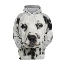 JJCat Herren Kapuzen Langarm 3D Druck Hunde Serie Dalmatiner Design Lässige Pullover Hoodies(S,Weiß) von JJCat