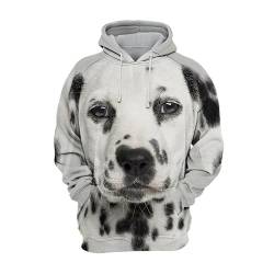 JJCat Herren Kapuzen Langarm 3D Druck Hunde Serie Dalmatiner Design Lässige Pullover Hoodies(XL,Weiß) von JJCat