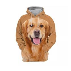 JJCat Herren Kapuzen Langarm 3D Druck Hunde Serie Golden Retriever Malerei Lässige Pullover Hoodies(XXL,Gelb) von JJCat