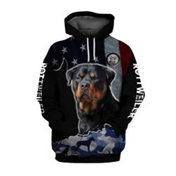 JJCat Herren Kapuzen Langarm 3D Druck Hunde Serie Rottweiler Malerei Lässige Pullover Hoodies(XL,Schwarz) von JJCat