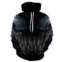 JJCat Herren Langarm 3D-Druck Hero Venom-Serie Side Grau29 Venom Plus Size 5XL Pullover Hoodies Paar Sweatshirts(5XL,Grau29) von JJCat